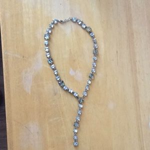 Rosary link stone Y necklace